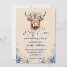 Holy koe Highland Calf baby shower Bloemen