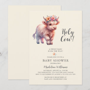 Holy Koe Highland Koe Baby shower Uitnodiging
