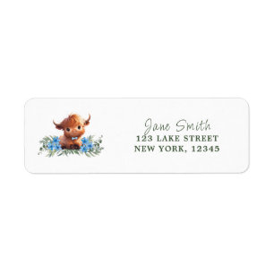 HOLY KOE HIGHLAND MODERN BLUE BABY SHOWER ETIKET