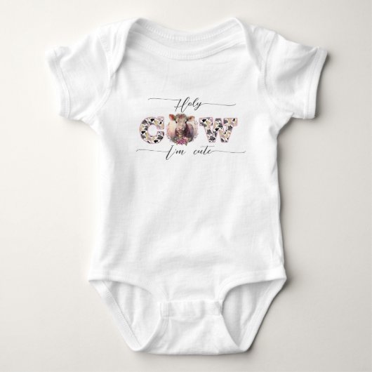 Holy Koe Ik ben Schattige Pink Baby Girl Bodysuit (Voorkant)