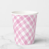 Holy Koe I'm One Pink Gingham Party Cups Papieren Bekers (Achterkant)
