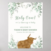 Holy Koe Rustic Boho Greenery Baby shower Welkom Poster (Voorkant)