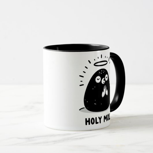 Holy Moly Floating Mole Mug – Cute Praying Pun  (Devant droit)