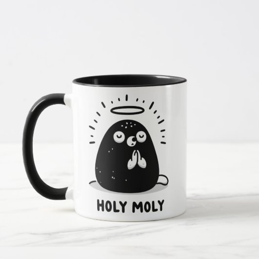 Holy Moly Floating Mole Mug – Cute Praying Pun  Mok (Links)