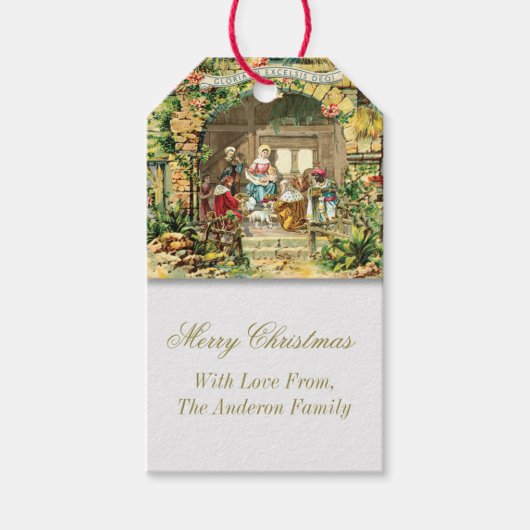 Holy Nativity Scene Gift Label Cadeaulabel (Voorkant)