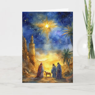 Holy Night Nativity Waterverf Kaart