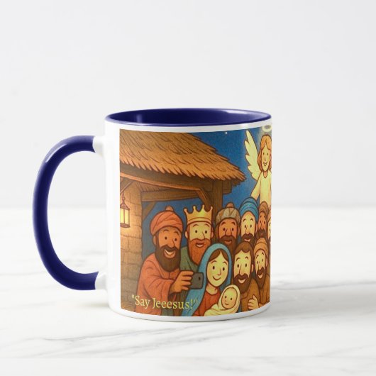 Holy Night Selfie Christmas 11 oz Coffee Mug (Gauche)