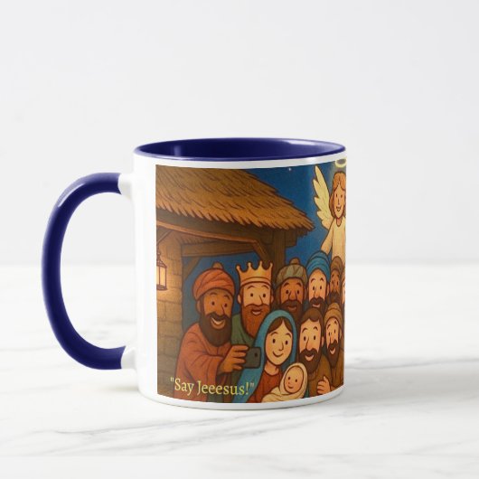Holy Night Selfie Christmas 11 oz Coffee Mug (Gauche)