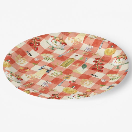 Holy Ravioli Gingham Pattern | Little Meatball Papieren Bordje (Gekanteld)
