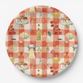 Holy Ravioli Gingham Pattern | Little Meatball Papieren Bordje (Voorkant)