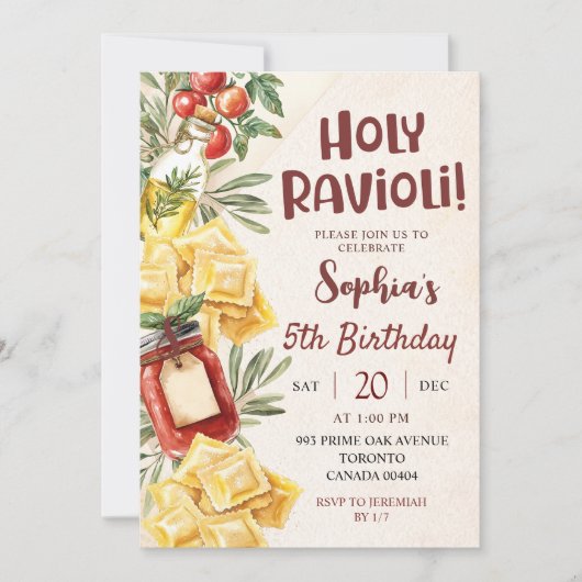 Holy Ravioli Kids Birthday Invitation (Devant)