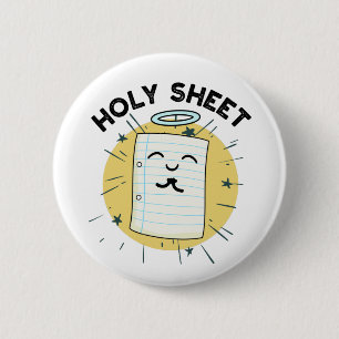 Holy Sheet Funny Halo Paper Pun Ronde Button 5,7 Cm