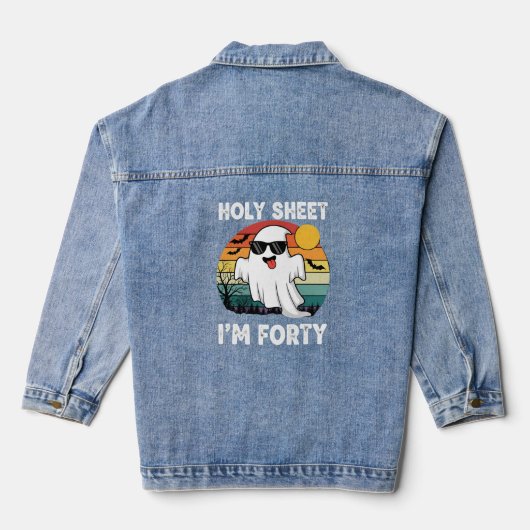 Holy Sheet, ik ben veertig | Grappige 40ste verjaa Denim Jacket (Achterkant)
