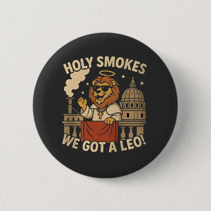 Holy Smoke Paus Leo XIV Christelijke Kerk Ronde Button 5,7 Cm