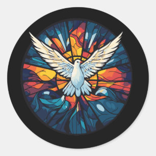 Holy Spirit Dove Glas in lood stijl Ronde Sticker