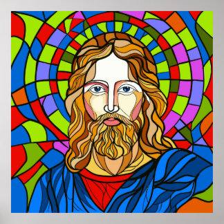 holy stained glass design procreate hand drawing poster
