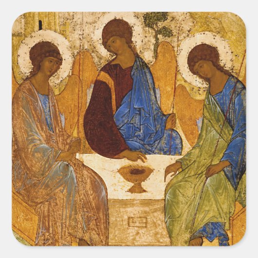 Holy Trinity by Andrey Rublev Vierkante Sticker (Voorkant)