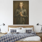 Holy Warrior Maiden – Sacred Silver Armor Guardian Canvas Afdruk (Insitu (Slaapkamer))