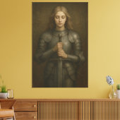 Holy Warrior Maiden – Sacred Silver Armor Guardian Canvas Afdruk (Insitu (Woonkamer))