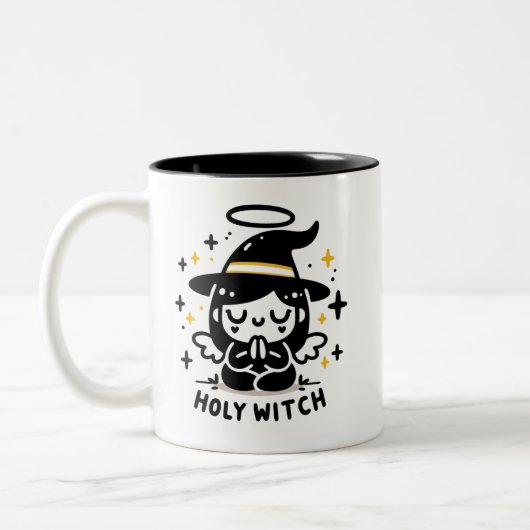 Holy Witch Praying Angel Halloween Mug | Two-Sided (Gauche)