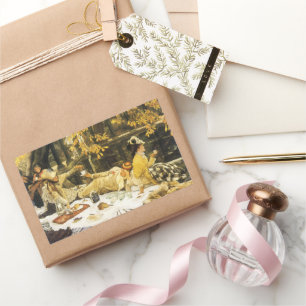 Holyday, de picknick van James Tissot, Victoriaans Rechthoekige Sticker