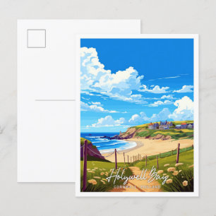 Holywell Bay Cornwall Engeland Reisillustratie Briefkaart