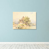 Holzhütte am See - Carl Lafite Canvas Afdruk (Insitu (Houten vloer))