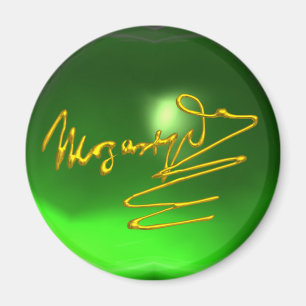 HOMAGE AAN MOZART 3D Gold Signature Composer Green Magneet