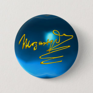 HOMAGE AAN MOZART, blauwe saffier Ronde Button 5,7 Cm
