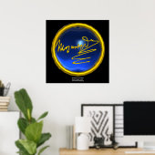 HOMAGE AAN MOZART, Blauwe Sapphire kolossale groot Poster (Thuiskantoor)