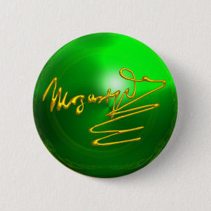 HOMAGE AAN MOZART Gold Handtekening Composer Green Ronde Button 5,7 Cm