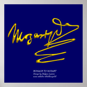 HOMAGE AAN MOZART Gold Handtekening van Composer B Poster