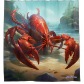 homard avec bateau Douche rideau (Devant)