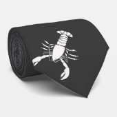 Homard blanc sur la cravate gris-foncé (Roulé)