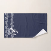 Homard marin Bleu blanc Bain Monogramme de bain (Serviette à main)