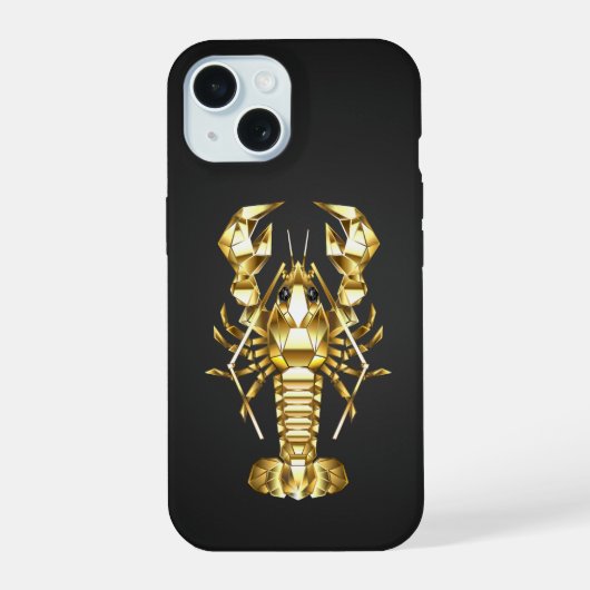 Homard polygonal doré langouste sur fond noir (Verso)