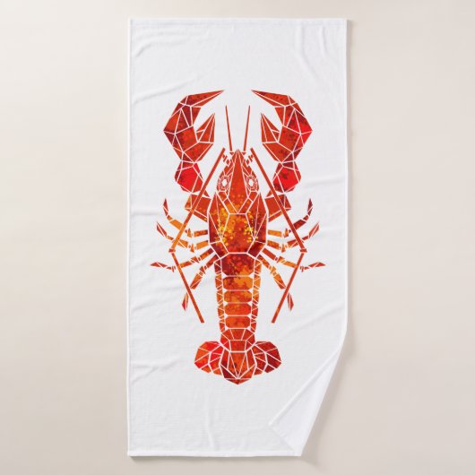 Homard polygonal rouge (Serviette de bain)