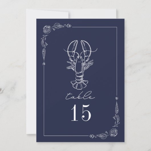Homard rustique bleu foncé Mariage Numéro de table (Devant)