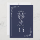 Homard rustique bleu foncé Mariage Numéro de table (Dos)