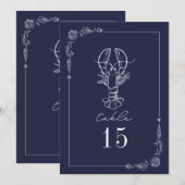 Homard rustique bleu foncé Mariage Numéro de table (Devant / Derrière)