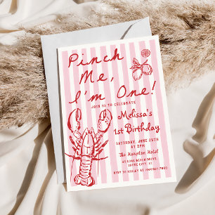 Homard tiré à la main 1er Invitation anniversaire