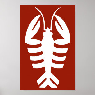 Homard vintage en blanc, fruits de mer Art Déco