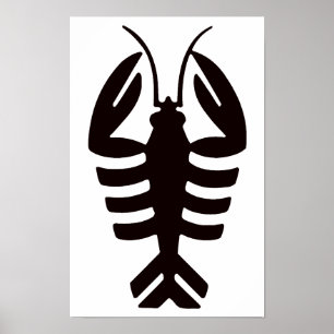 Homard Vintage en Noir, Art Déco Fruits de Mer