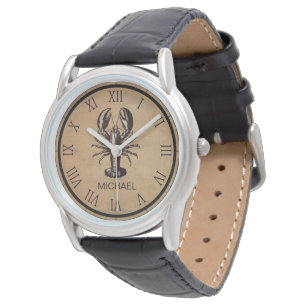 Homard vintage tendance Montre personnalisée Brown