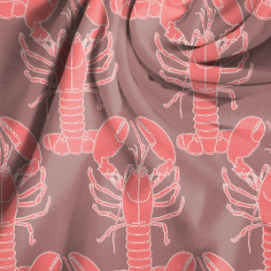 Homards sur un tissu à motif mauve