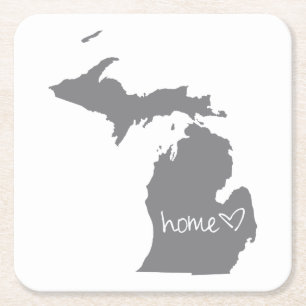 Home <3 Michigan Vierkante Kartonnen Onderzetter