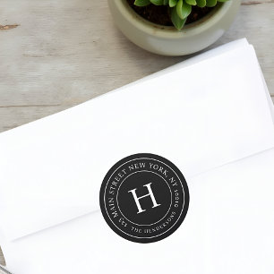 Home Adres Modern Eenvoudig Chic Family Monogram Ronde Sticker