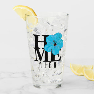 HOME Aiea Hawaii Blue Hibiscus Glas