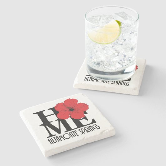 HOME Altamonte Springs Red Hibiscus Stenen Onderzetter (Zijkant)