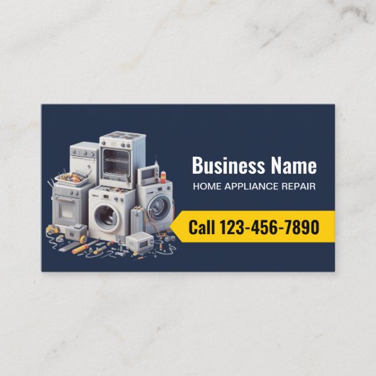 Home Appliance Reparatie Service Modern Navy Blue Visitekaartje (Voorkant)